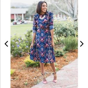 Lulu’s Garden Splendor Navy Blue Midi Dress